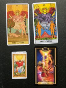 The Lovers Tarot Card From Four Different Decks